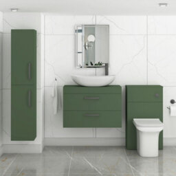 Royal Bathrooms Turin 800mm Wall Mounted Bathroom Vanity Unit With Sink 2 Drawer Matt Green & Cesar Countertop Basin - thumbnail 3