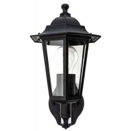 Happy Homewares Traditional Sensor Controlled Outdoor Lantern Wall Light Fitting In Matt Black - thumbnail 3