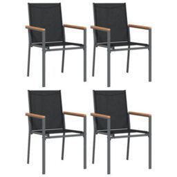 Walplus 5 Piece Garden Dining Set Black Textilene And Steel - thumbnail 4