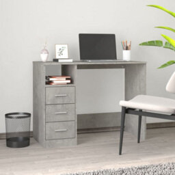 Walplus Desk With Drawers Concrete Grey 102X50X76 Cm Engineered Wood