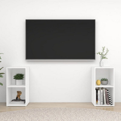 Berkfield Tv Cabinets 2 Pcs White 72X35X36.5 Cm Engineered Wood - image 1