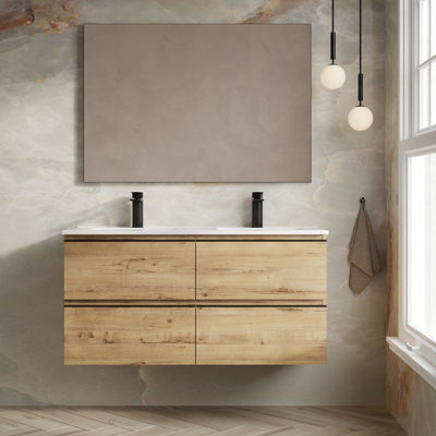 Banyetti Vatilla 1200mm Wall Hung Vanity Unit With Lira Basin - Ostippo Oak - image 1