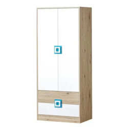 Nico Iii Modern Youth Bedroom Furniture Set Light Oak Front White Grips Turquoise - thumbnail 4