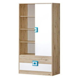 Nico Iii Modern Youth Bedroom Furniture Set Light Oak Front White Grips Turquoise - thumbnail 3