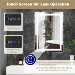 Costway Bathroom Led Vanity Mirror Dimmable Vanity Wall Mirror With 3 Colors 3000-6500K Anti-Fog - thumbnail 6