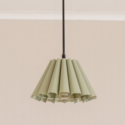 Valuelights Lauren Sage Green Fabric Pleated Scallop Edge Tapered Ceiling Floor Table Lamp Shade (D)25Cm - image 1