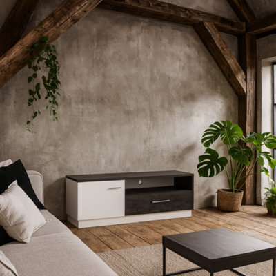 Wyld Haus Nantes Grey And White Tv Cabinet 1 Door 1 Drawer - image 1