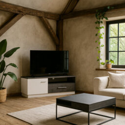 Wyld Haus Nantes Grey And White Tv Cabinet 1 Door 1 Drawer - thumbnail 2