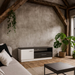 Wyld Haus Nantes Grey And White Tv Cabinet 1 Door 1 Drawer - thumbnail 1
