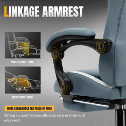 Gtplayer Fabric Gaming Chair, Ergonomic Computer Chair With Footrest Lumbar Support Heavy Duty Svivel Office Desk Chairs, Blue - thumbnail 6