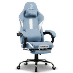 Gtplayer Fabric Gaming Chair, Ergonomic Computer Chair With Footrest Lumbar Support Heavy Duty Svivel Office Desk Chairs, Blue - thumbnail 1
