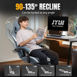 Gtplayer Fabric Gaming Chair, Ergonomic Computer Chair With Footrest Lumbar Support Heavy Duty Svivel Office Desk Chairs, Blue - thumbnail 3
