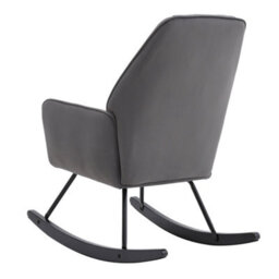 Living And Home Grey Frosted Velvet Padded Rocking Chair For Nursery Rocker Relaxing Chair Lounge Chair - thumbnail 4