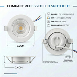 Recessed Led Spot Lights Ceiling Downlight Surface Downlight Power 7W 3Pack - thumbnail 5