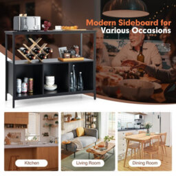 Costway 3-Tier Wooden Buffet Sideboard Modern Pantry Storage Cabinet With 3 Compartments - thumbnail 9
