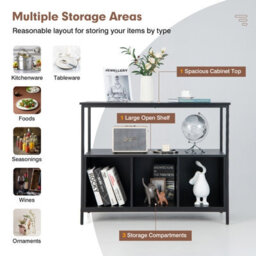 Costway 3-Tier Wooden Buffet Sideboard Modern Pantry Storage Cabinet With 3 Compartments - thumbnail 6