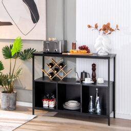 Costway 3-Tier Wooden Buffet Sideboard Modern Pantry Storage Cabinet With 3 Compartments - thumbnail 3