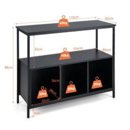 Costway 3-Tier Wooden Buffet Sideboard Modern Pantry Storage Cabinet With 3 Compartments - thumbnail 2