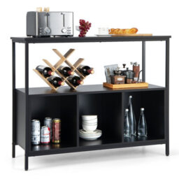 Costway 3-Tier Wooden Buffet Sideboard Modern Pantry Storage Cabinet With 3 Compartments - thumbnail 1