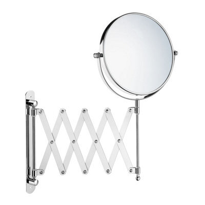 Beslagsboden Chromed Double Sided Mirror (170mm) Wall Mounted With Extendable Arm 7X Magnification Bathroom Makeup Shaving - image 1