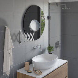 Beslagsboden Chromed Double Sided Mirror (170mm) Wall Mounted With Extendable Arm 7X Magnification Bathroom Makeup Shaving - thumbnail 2