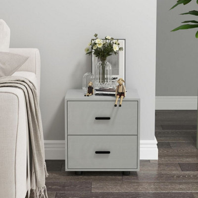 Urbn-Living Urbnliving 43Cm Height 2 Drawer Cool Grey Wooden Bedside Table Cabinet Bedroom Furniture Storage Nightstand - image 1