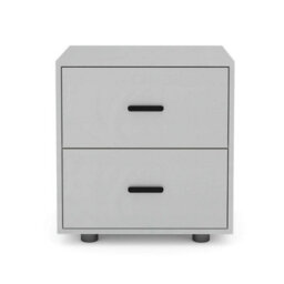 Urbn-Living Urbnliving 43Cm Height 2 Drawer Cool Grey Wooden Bedside Table Cabinet Bedroom Furniture Storage Nightstand - thumbnail 3
