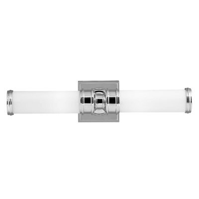 Stylish Ip44 Twin Wall Light With Glass Shades In Polished Chrome - image 1