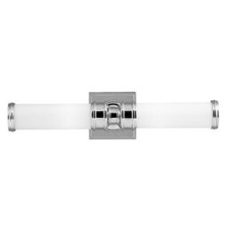 Stylish Ip44 Twin Wall Light With Glass Shades In Polished Chrome - thumbnail 1