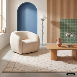 Sweeek - Interior Rug With Berber Pattern, Beige And Cream 170X120X1.1 Cm - Judy - thumbnail 1