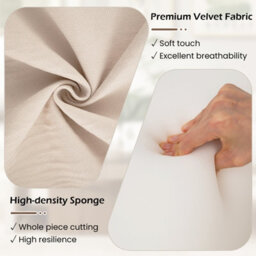 Costway Single Bean Bag Chair Lazy Floor Sofa Chair With Soft Velvet-Beige - thumbnail 3
