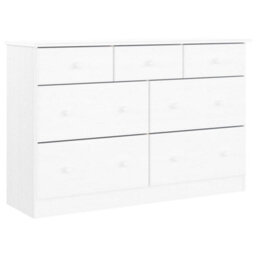 Berkfield Durable Chest Of Drawers Alta White 112X35X73 Cm Solid Wood Pine