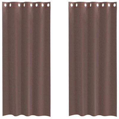 Berkfield Durable Voile Curtains With Grommets 2 Pcs Brown 140X225 Cm