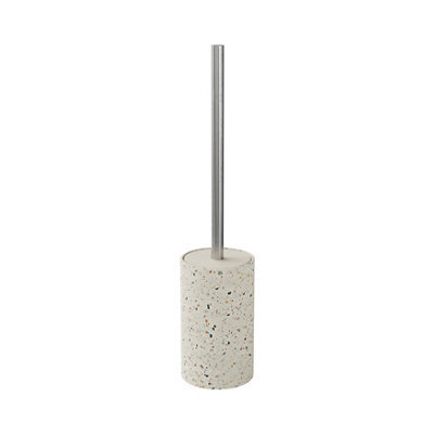 GoodHome Elland Concrete & Stainless Steel Terrazzo Effect Toilet Brush & Holder - image 1