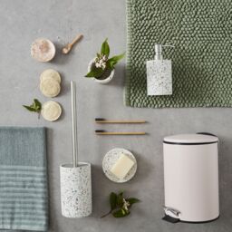GoodHome Elland Concrete & Stainless Steel Terrazzo Effect Toilet Brush & Holder - thumbnail 3