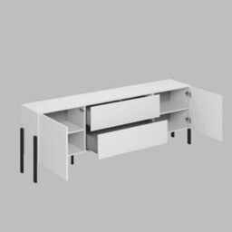 Arte Sleek Yukon 40 Tv Cabinet 2040mm In White - Contemporary Media Unit H700mm D400mm - thumbnail 2