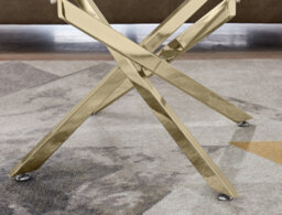 Furniturebox Leonardo Rectangular Glass Coffee Table With Gold Chrome Metal Angled Starburst Legs For Modern Living Room - thumbnail 3