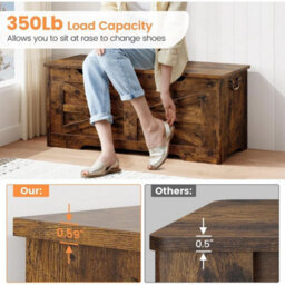 Storage Chest Toy Chest Organizer Box With Lid Safety Hinge Entryway Trunk Bench - thumbnail 4