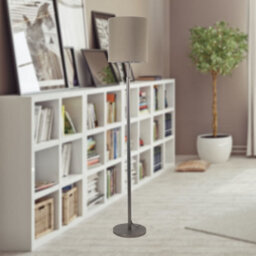 First Choice Lighting Verta Pewter Floor Lamp With Matching Silk Shade - thumbnail 7