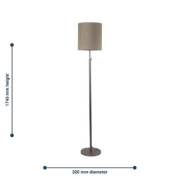 First Choice Lighting Verta Pewter Floor Lamp With Matching Silk Shade - thumbnail 9