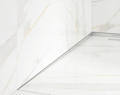 Ilcom Sloped Left Floor Shower Profile Lsl 12mm X 1200mm  Silver Brushed Stainless Steel - image 1