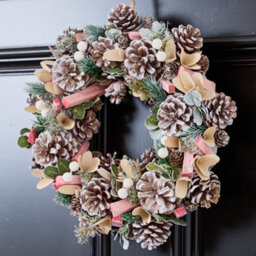 Dibor 33Cm Pastel Pink Driftwood Xmas Festive Decor Front Door Wreath Christmas Wreath - thumbnail 3