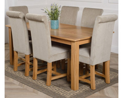 That's Furniture Oslo 180 X 90 Cm Large Oak Dining Table And 6 Chairs Dining Set With Washington Grey Fabric Chairs - image 1