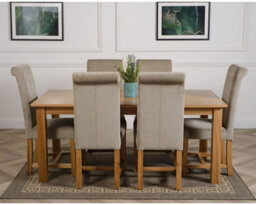 That's Furniture Oslo 180 X 90 Cm Large Oak Dining Table And 6 Chairs Dining Set With Washington Grey Fabric Chairs - thumbnail 2
