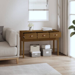 Berkfield Console Table Honey Brown 114X40X75 Cm Solid Wood Pine - thumbnail 6