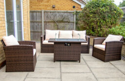 Nustone Rattan Garden Furniture Lounge Dining Set For Seating 7 People With 3 Seater Sofa, 2 Armchairs And 2 Stools  - thumbnail 2