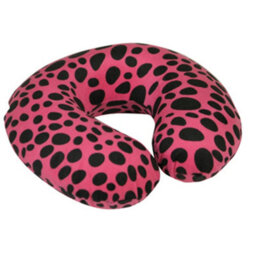 Loops Comfortable Memory Foam Neck Travel Cushion With Soft Velour Cover In Pink Leopard Print - thumbnail 2