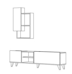 Best Of TV Fennes Tv Unit And Wall Shelves Up To 65 Inch Tv - White/walnut - thumbnail 2