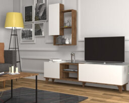Best Of TV Fennes Tv Unit And Wall Shelves Up To 65 Inch Tv - White/walnut