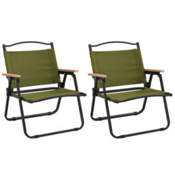 Berkfield Camping Chairs 2 Pcs Green 54X43X59Cm Oxford Fabric - thumbnail 2